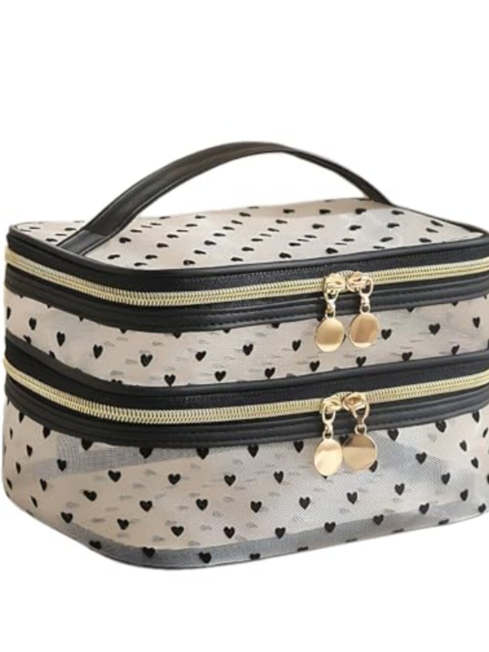Mesh Makeup Bag Toiletry Bag Cosmetic Pouch Wide Opening Zipper Top Handle